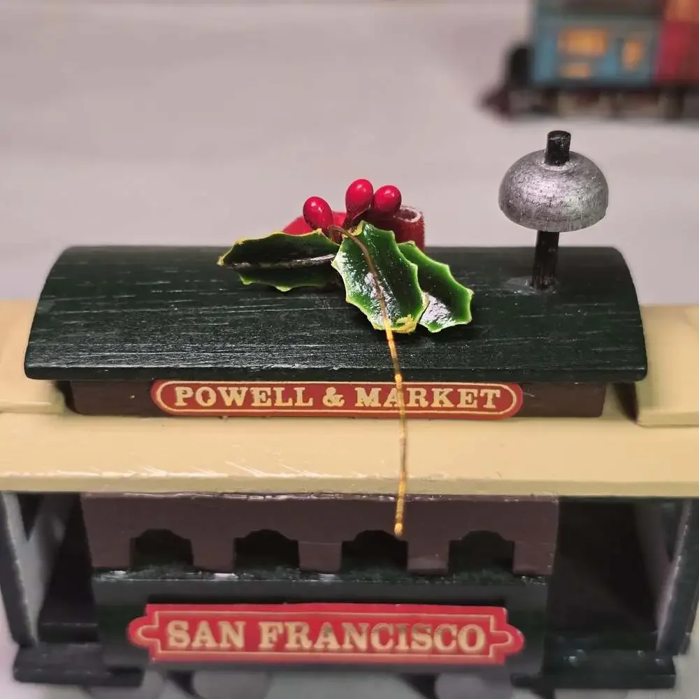 Vintage San Francisco Cable Car Ornament Set 2 Powell & Market Trolley 3–3.5